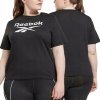 Reebok t-shirt czarny bawełniany damski koszulka duży napis Plus Size